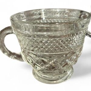 Set of 9 Vintage Anchor Hocking Wexford Pattern Punch Cups Clear Glass 3" Tall